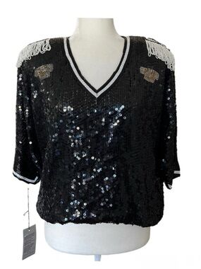 Rare Vintage 80s Concetta Rafanello for St Martin Designer 1985 Sequined Top NWT